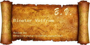Bineter Volfram névjegykártya
